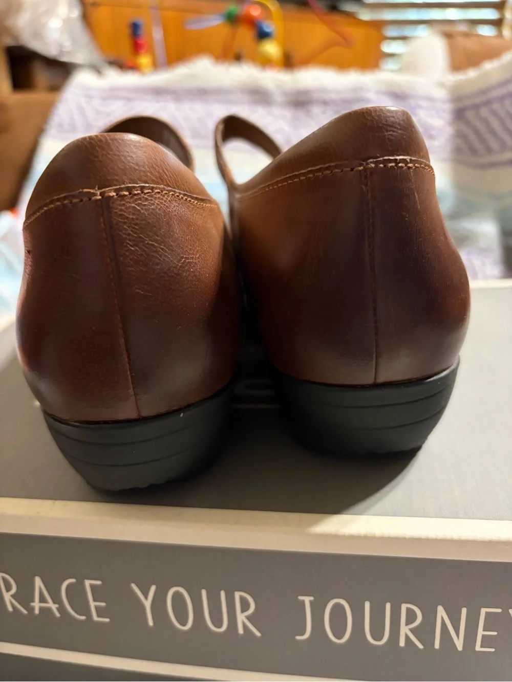 Comfortable Brown Mary Jane Flats with velcro closure